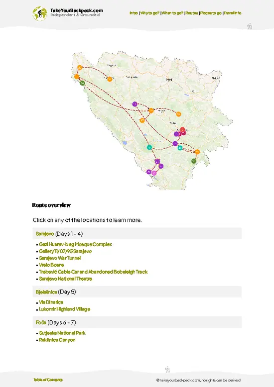 example page 4 from our offline Travel Guide for Bosnia and Herzegovina